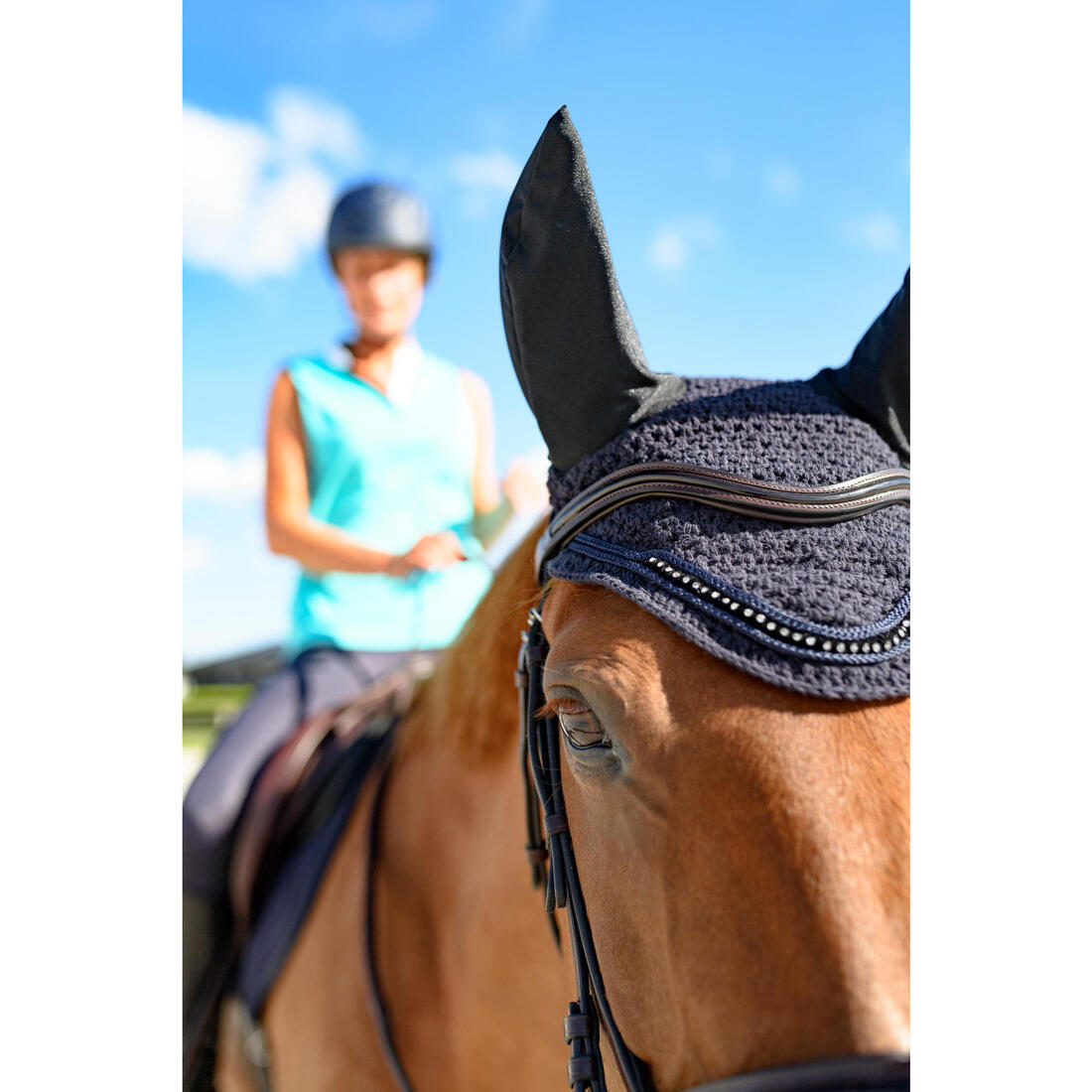 BONNET STRASS CHEVAL MARINE