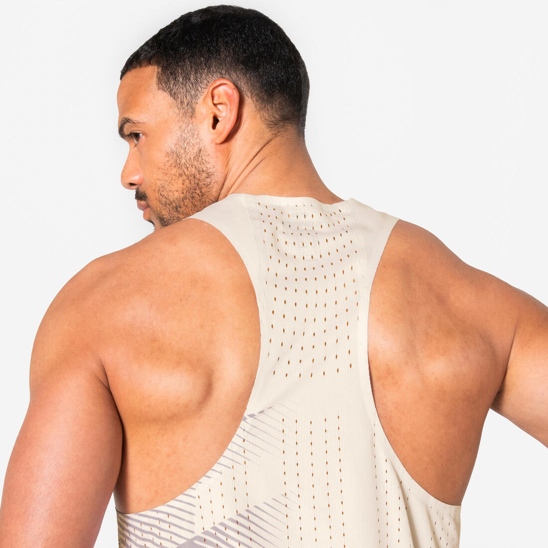 Débardeur de running Homme, Kiprun PROTEAM beige rose