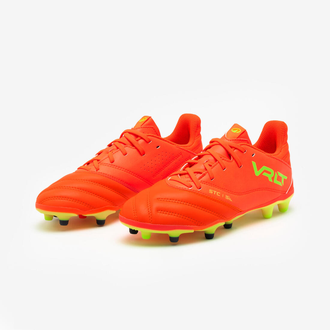 CHAUSSURES DE FOOTBALL ENFANT EN CUIR ET A LACETS VIRALTO II FG ACID RED