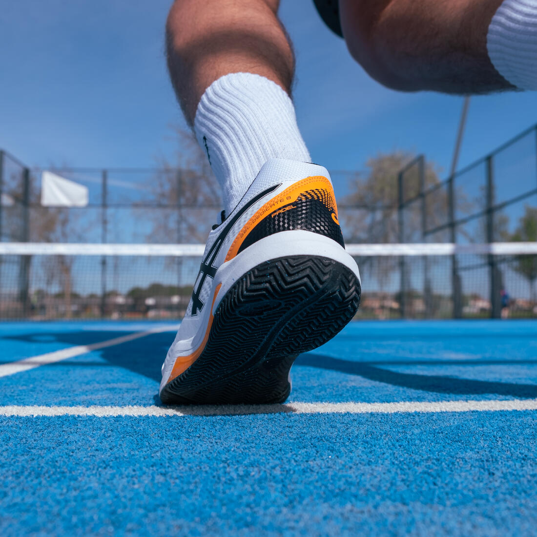 Chaussures de padel Homme - Asics Gel Dedicate 8 blanc orange