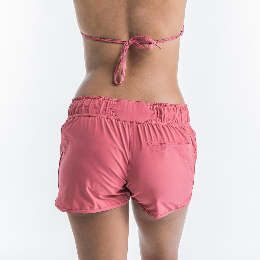 Boardshort surf femme TINI CORAIL avec ceinture élastiquée et cordon de serrage