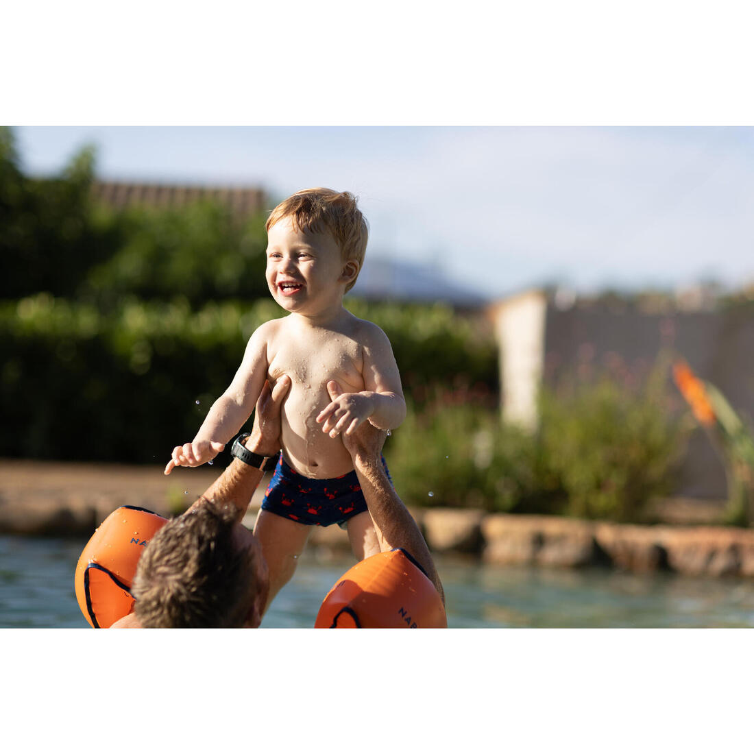 Boxer de bain bébé / enfant bleu imprimé crabes