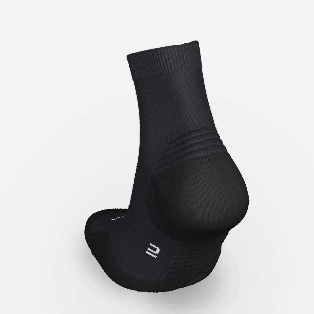 LOT de 2 PAIRES de CHAUSSETTES DE RUNNING RUN500 EPAISSES MID NOIRES