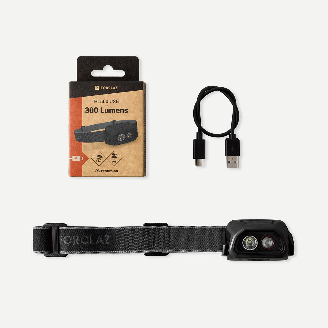 Lampe frontale rechargeable - 300 lumens - hl500 usb v3