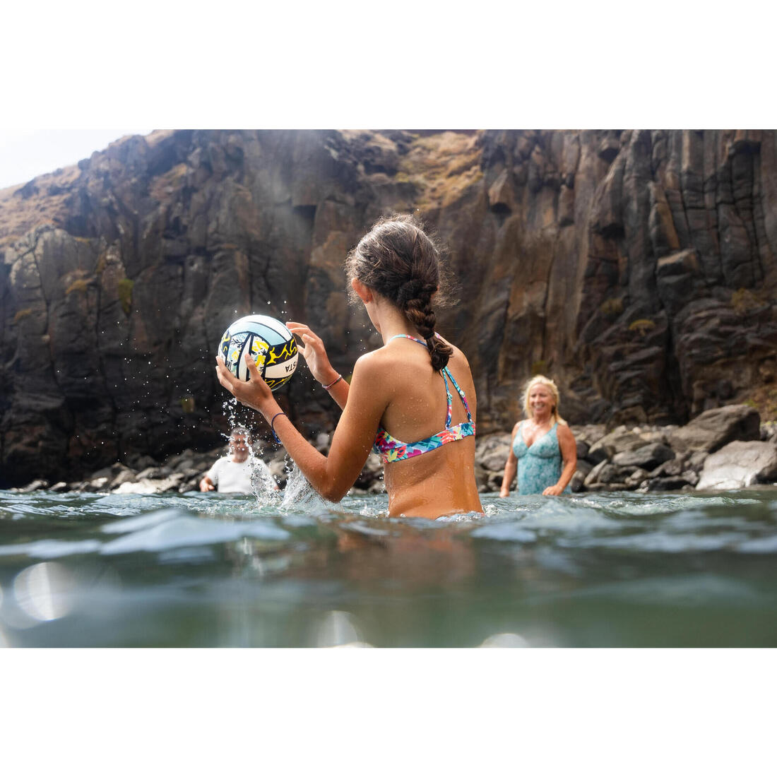 Haut de maillot de bain fleuri surf Fille - Lizy cobe