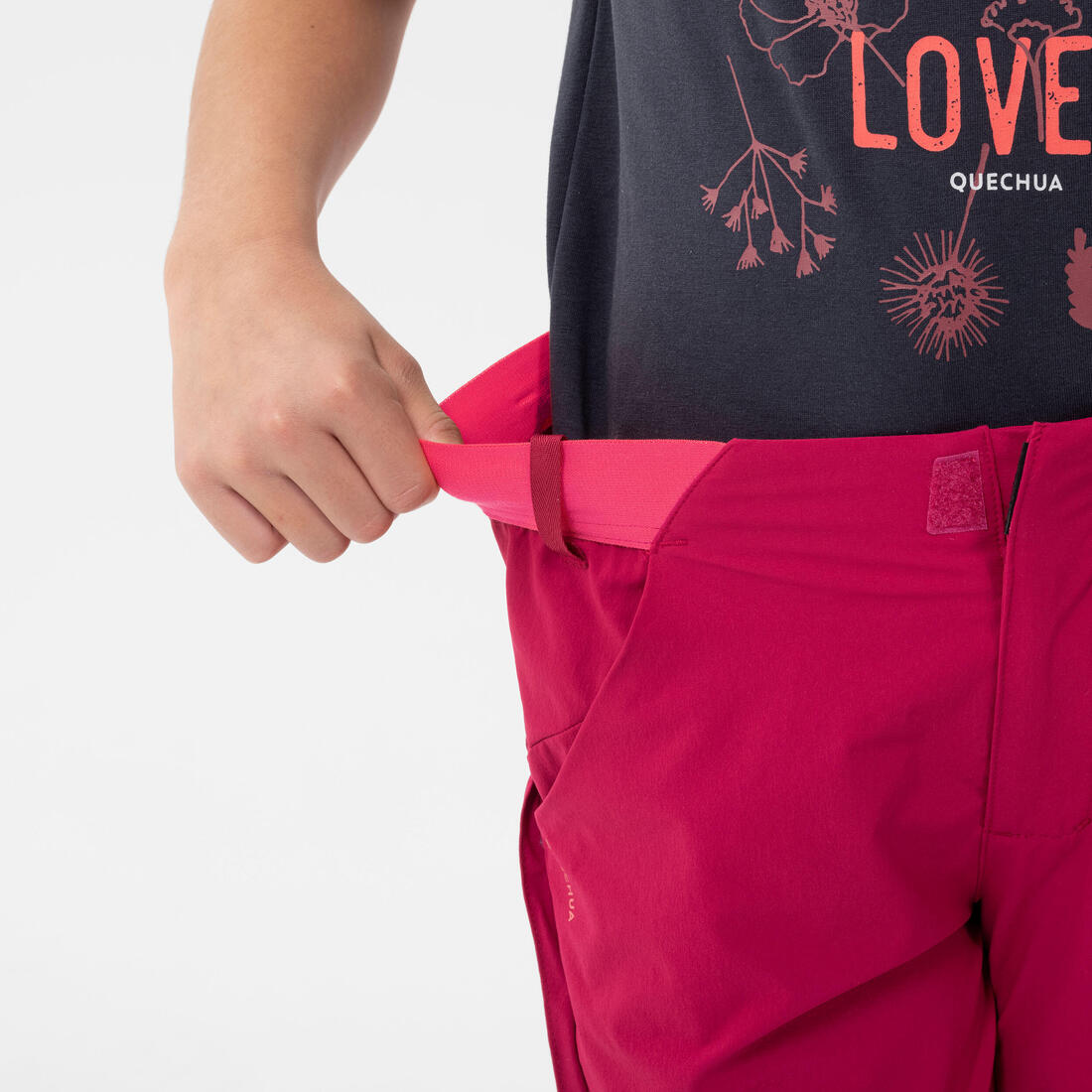 Pantalon de randonnée modulable enfant MH500 framboise 7-15 ans