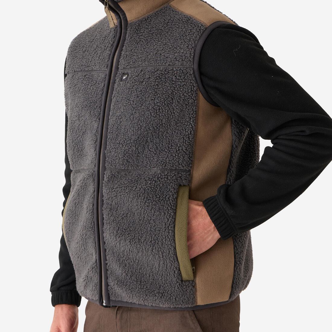 GILET POLAIRE SANS MANCHES MOUTONNE 500 GRIS