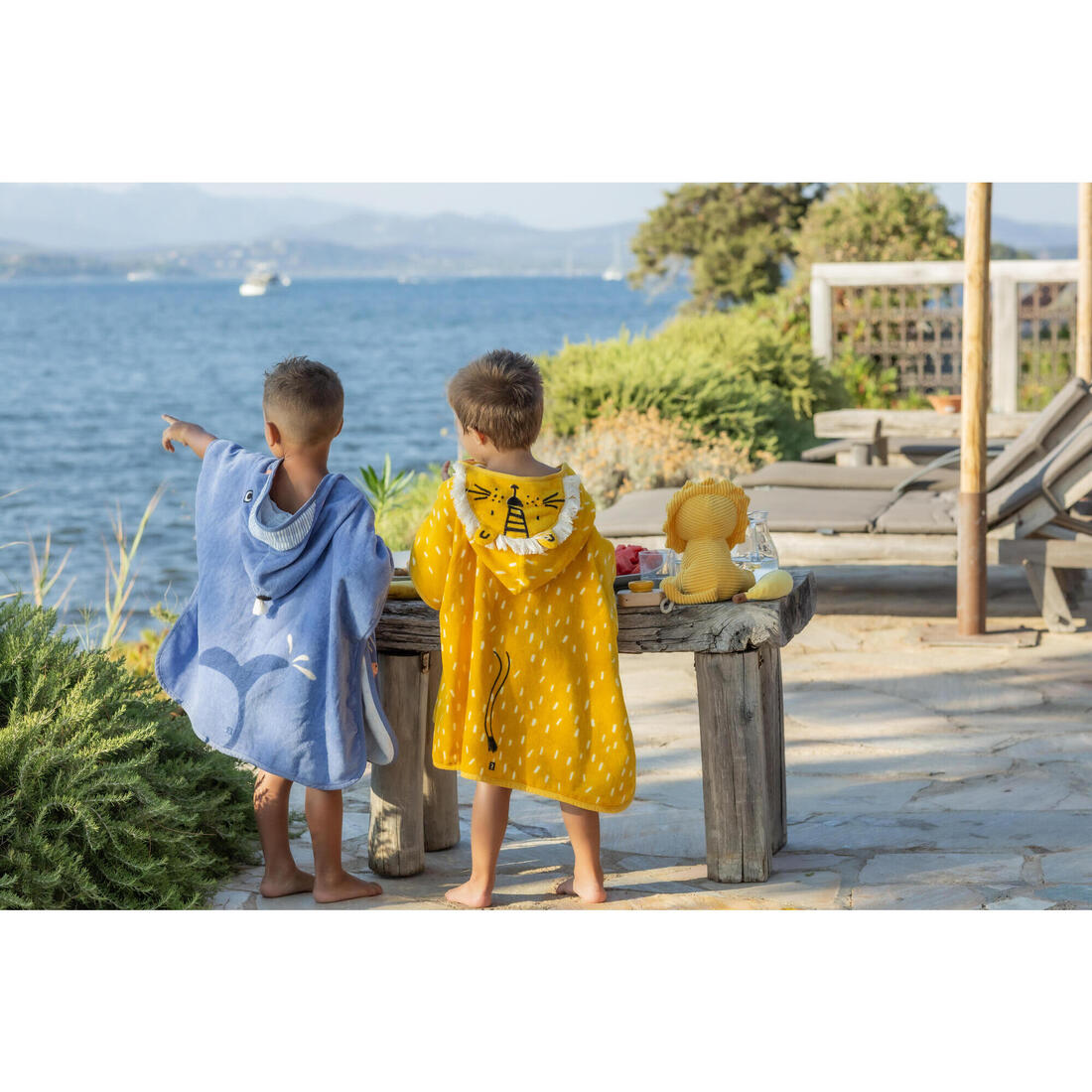 Poncho de bain coton bébé - lion