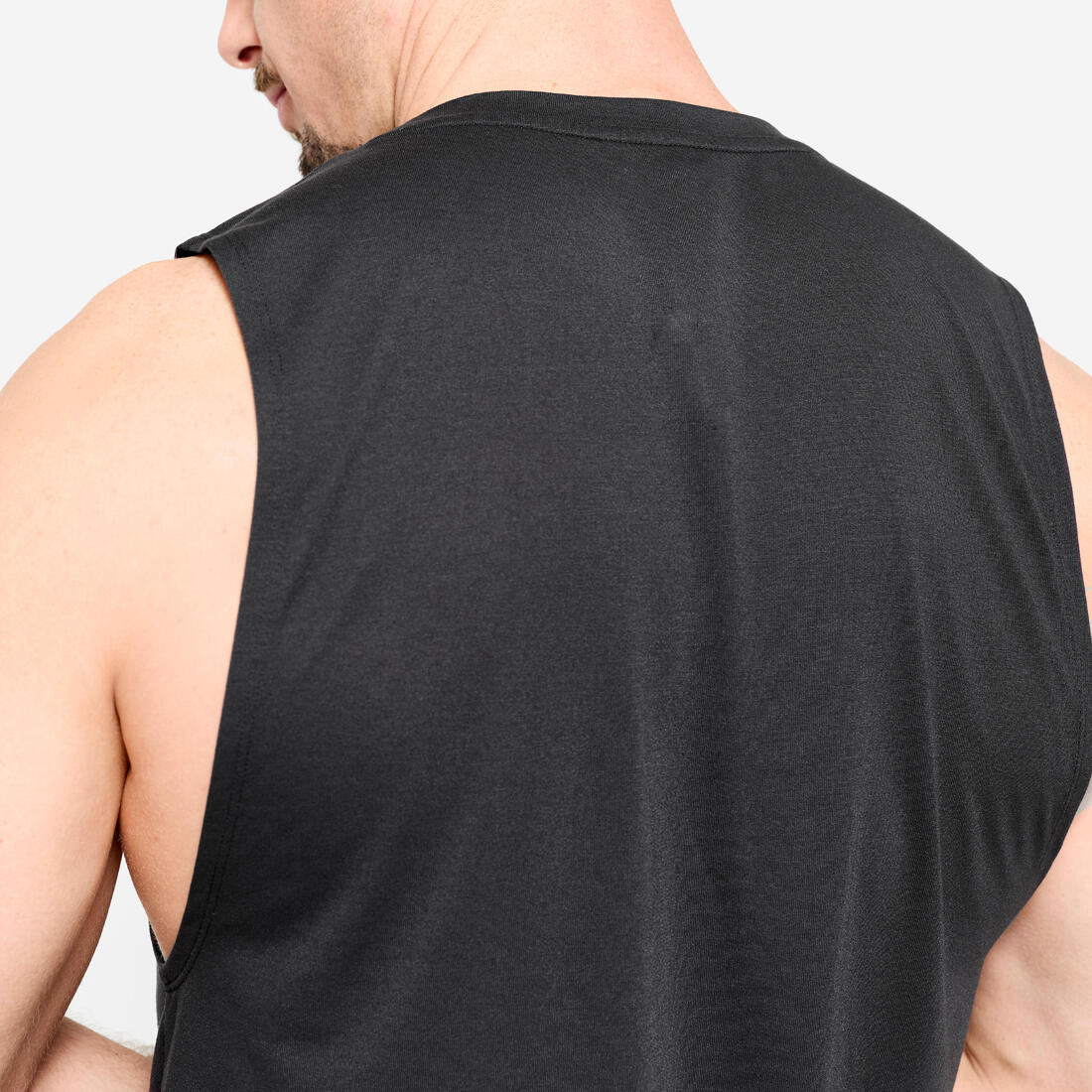Débardeur de cross training respirant slim col rond homme, noir