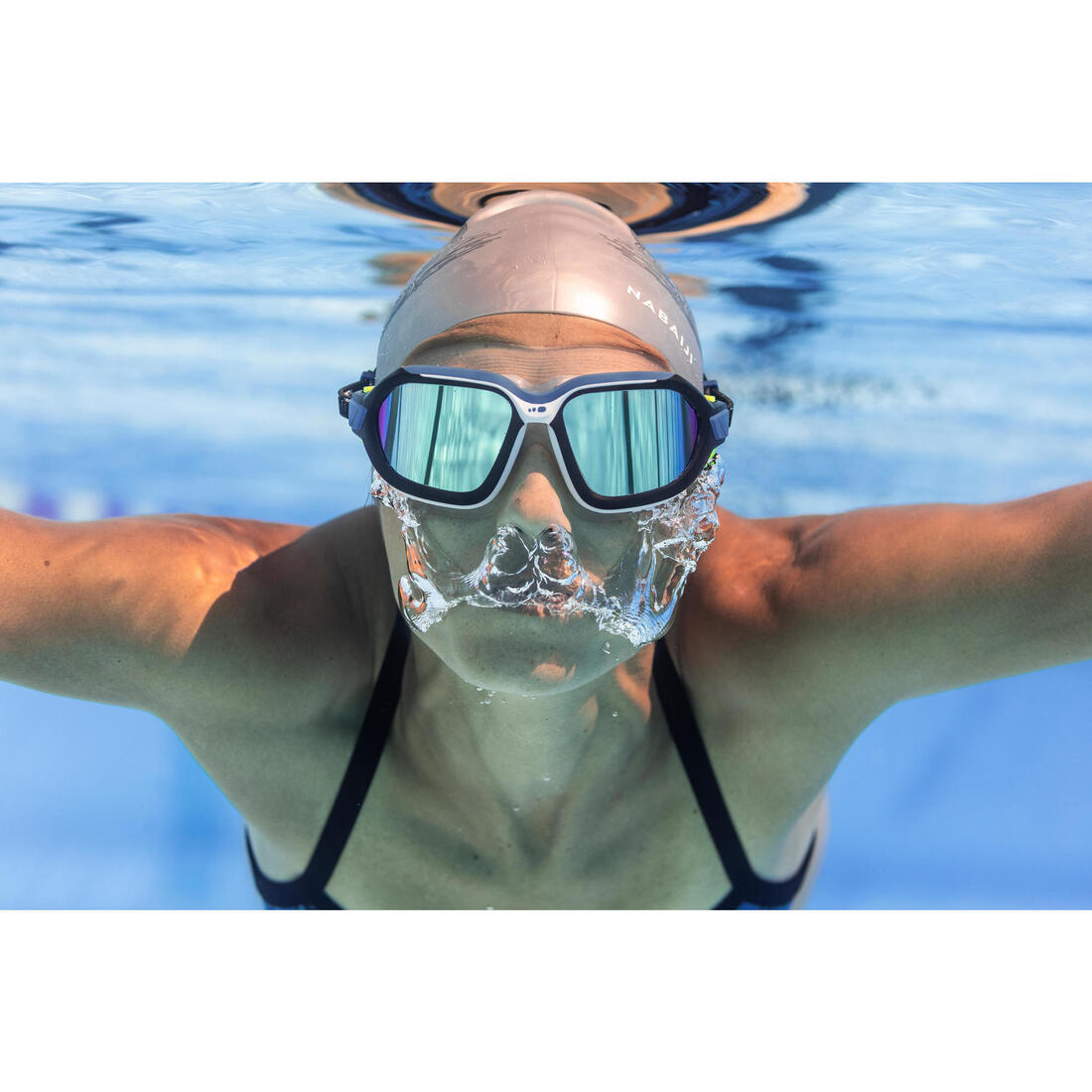 Masque de piscine Active - verres miroirs - grande taille