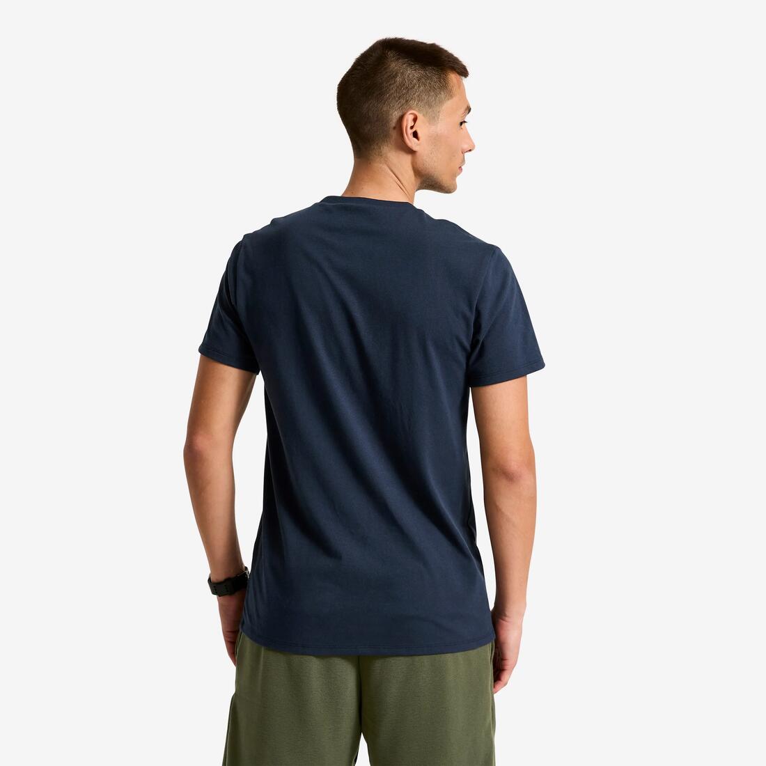 T-shirt de sport en coton col rond homme, bleu foncé
