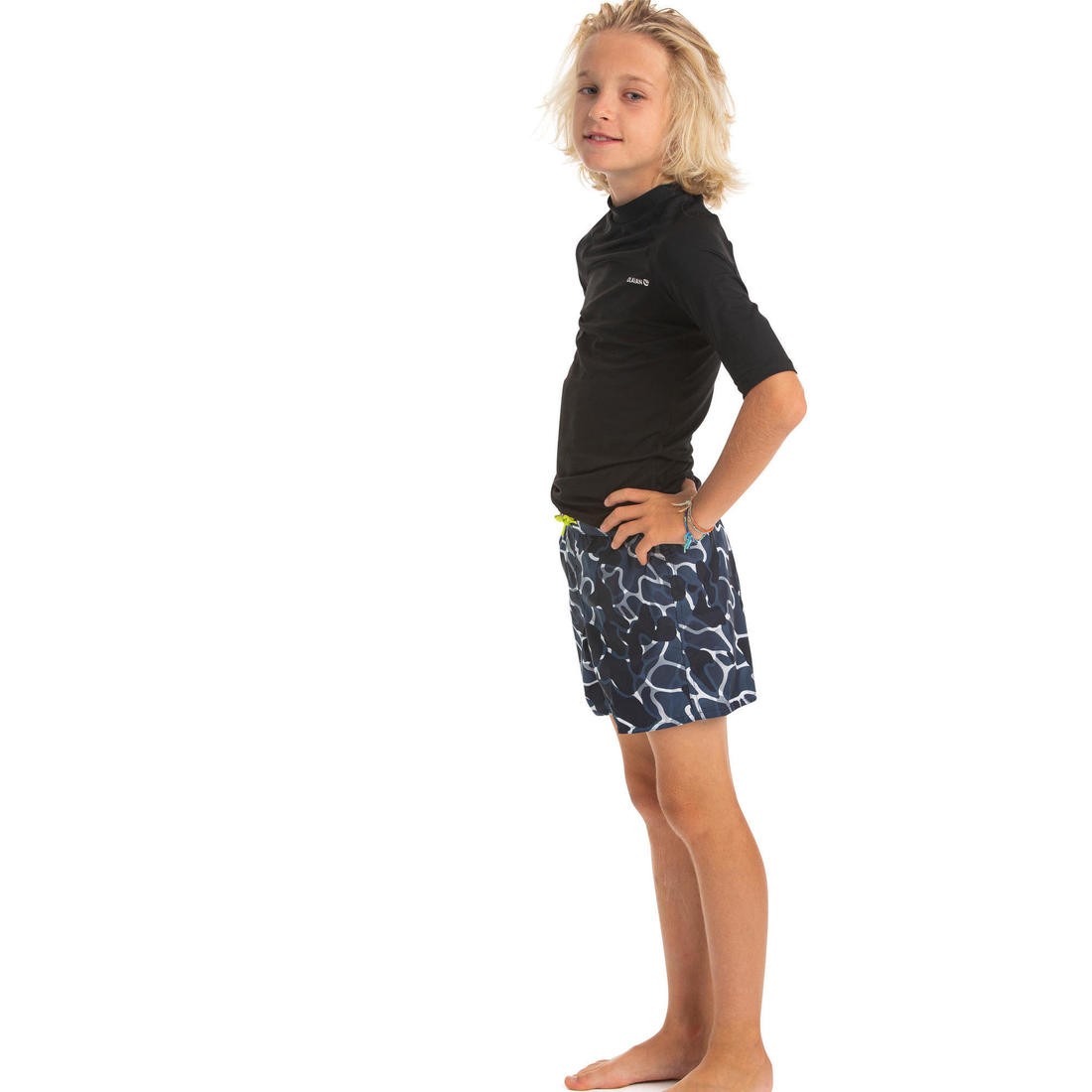 Short de bain 100 bleu noir