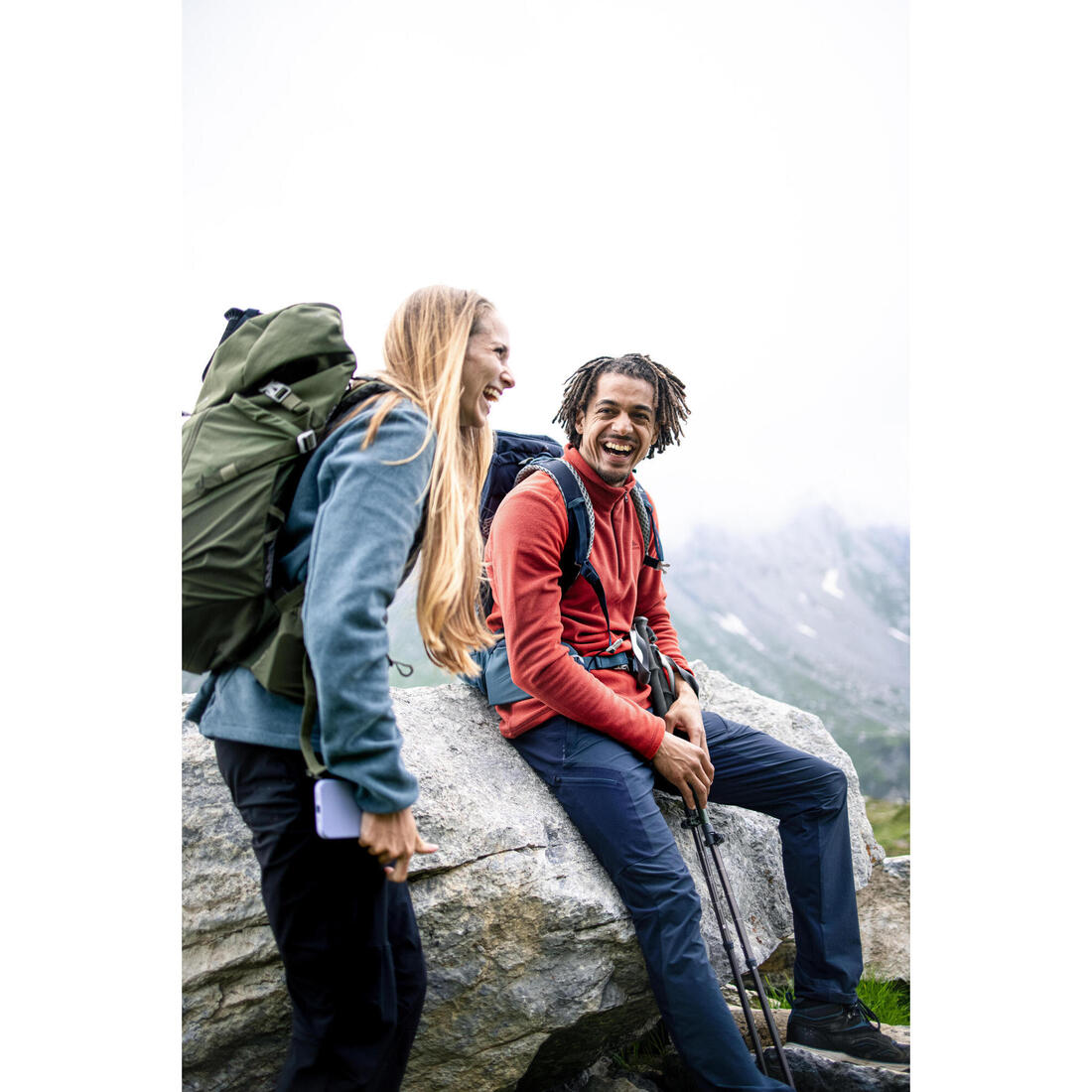 Polaire de randonnée montagne homme, MH100 demi zip bleu