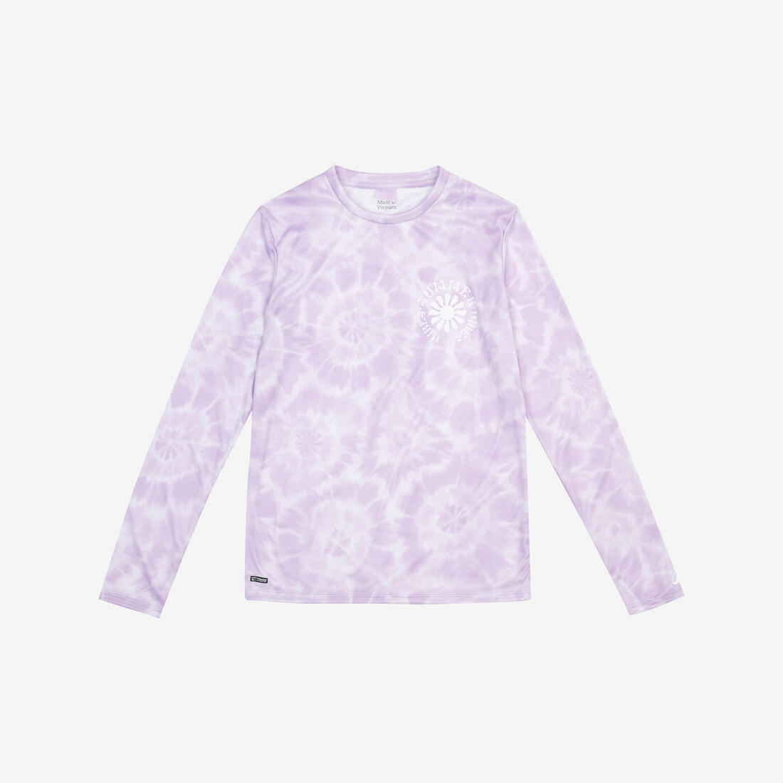 T-shirt anti UV manches longues surf Junior - 100 Vibes parme