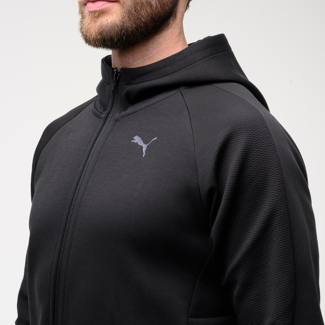 Sweat à capuche zippé active homme, noir