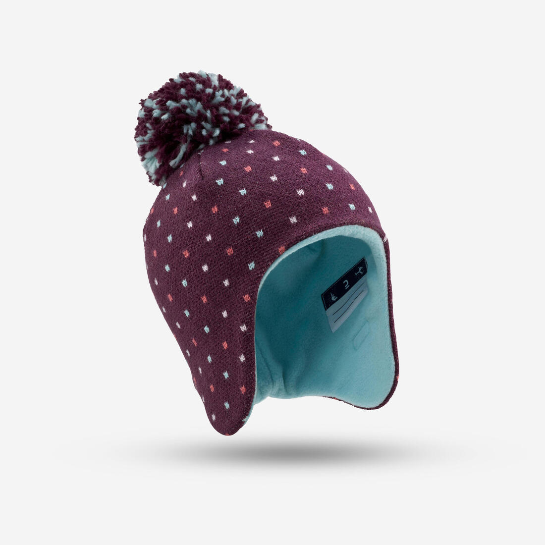 Bonnet bébé péruvien de ski / luge - SIMPLE WARM bleu marine et turquoise
