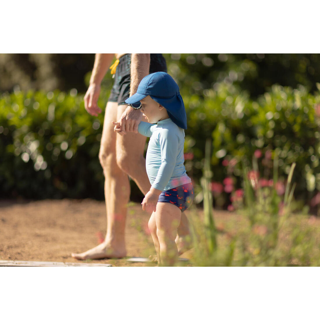 Boxer de bain bébé / enfant bleu imprimé crabes