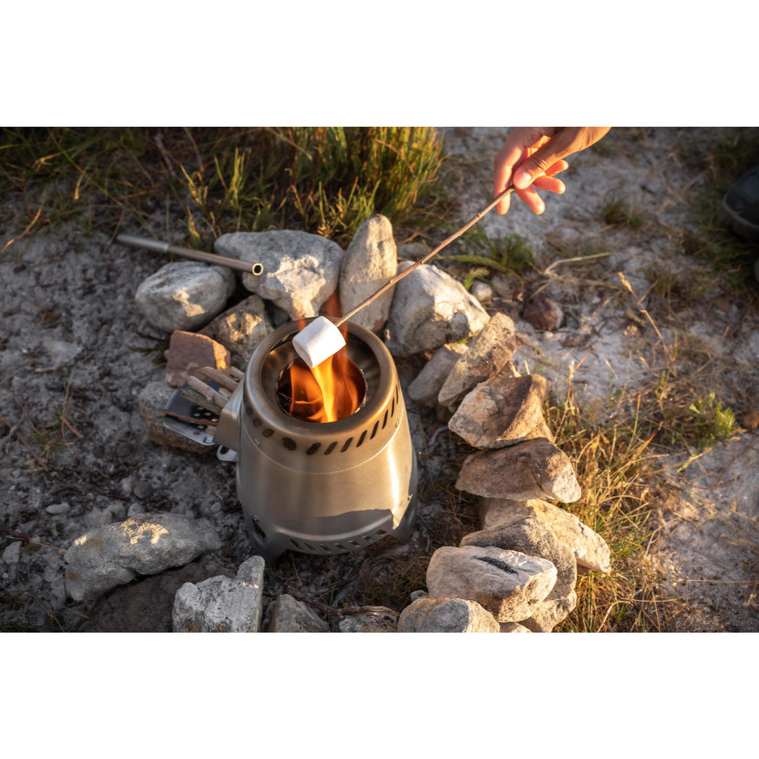 Réchaud à bois 500 pour le camping et le bivouac en acier inoxydable