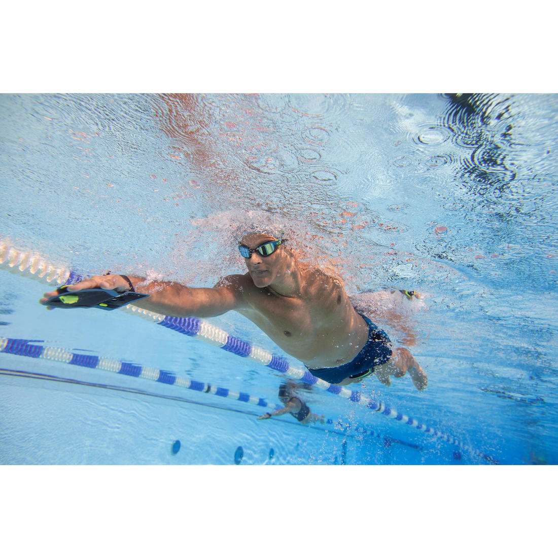 Lunettes De Natation SPIRIT - Verres Miroirs - Grande Taille - Noir Beige Blanc
