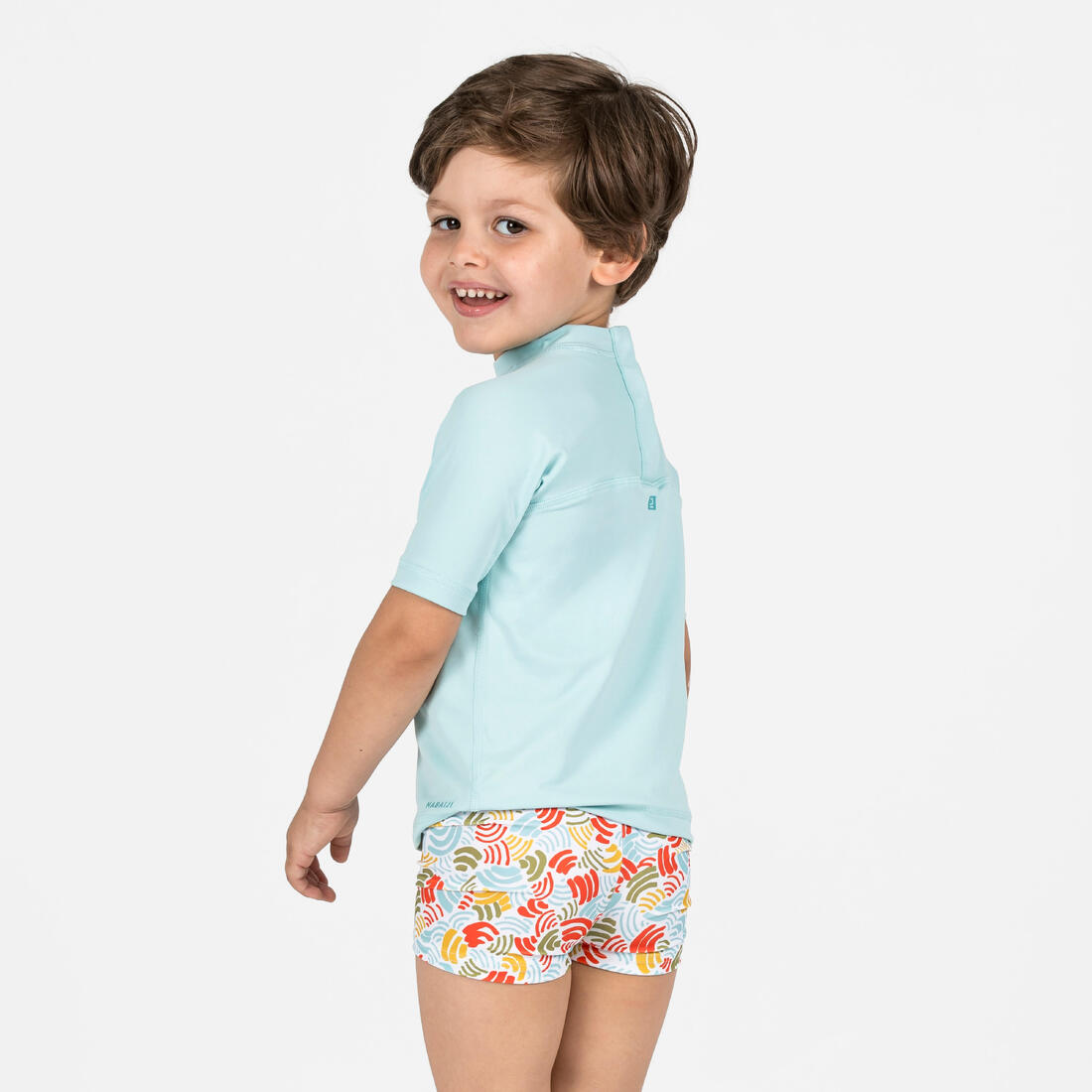 Boxer de bain bébé / enfant bleu imprimé crabes