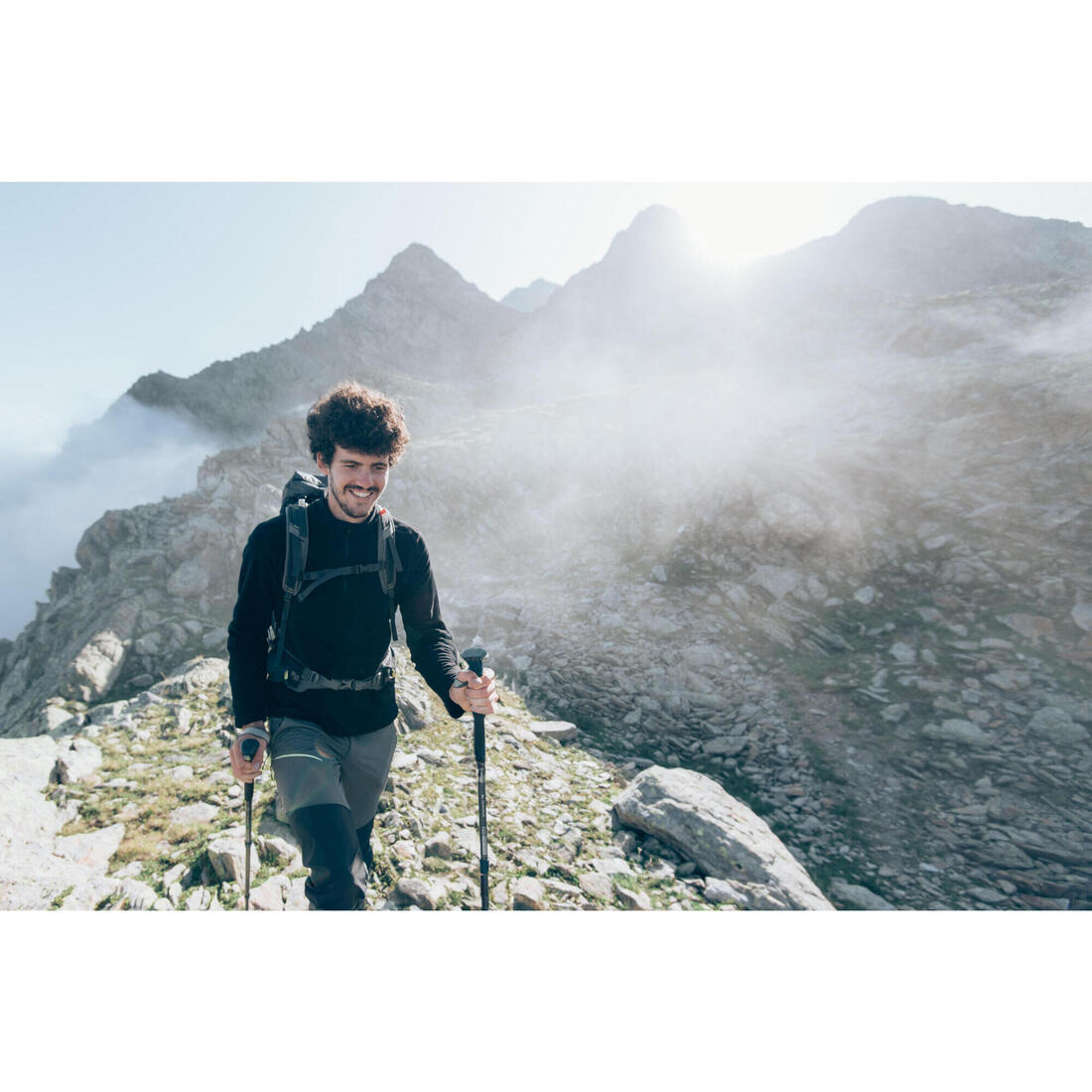 Polaire de randonnée montagne homme, MH100 demi zip