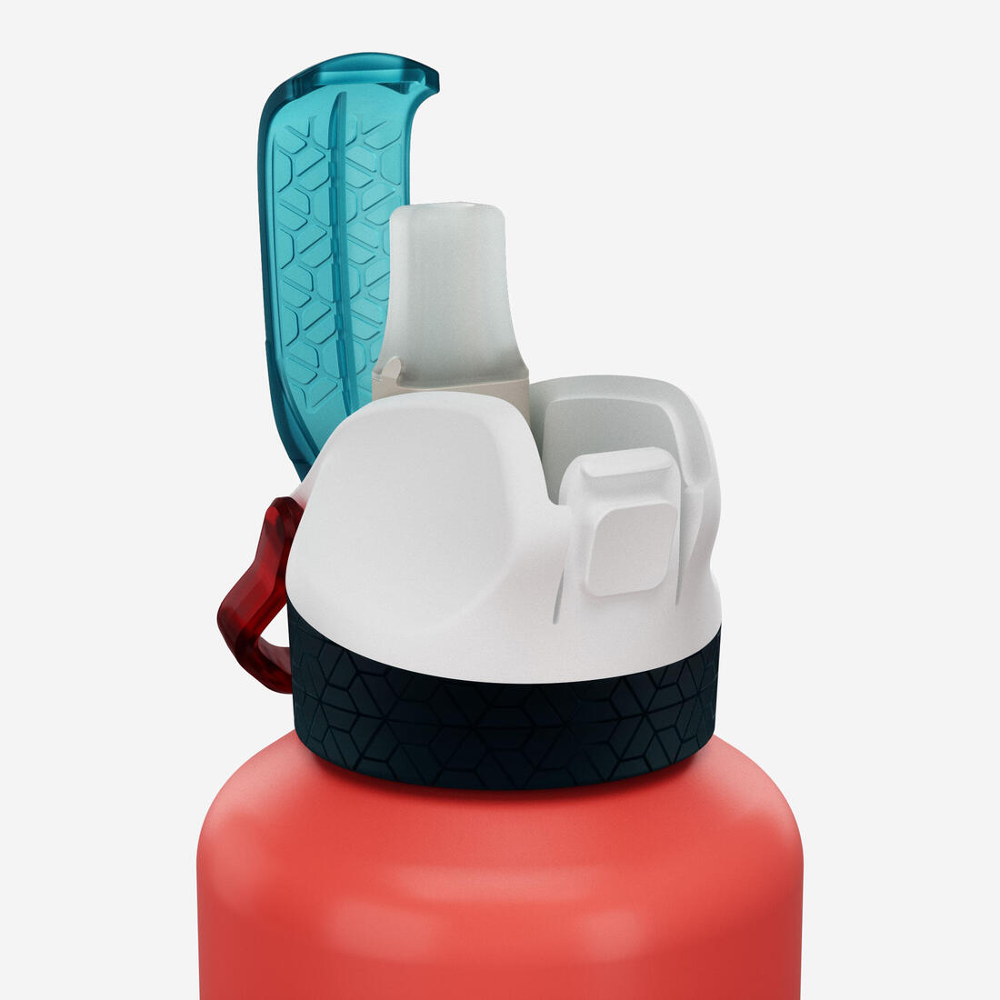 Gourde alu enfant 0,6L, bouchon instantané, pipette et paille, en alu recyclé