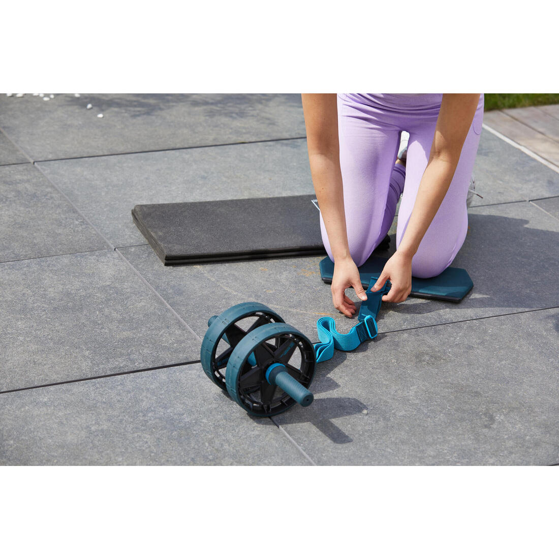 Roulette abdominale musculation avec ou sans élastique de guidage - ab wheel evo