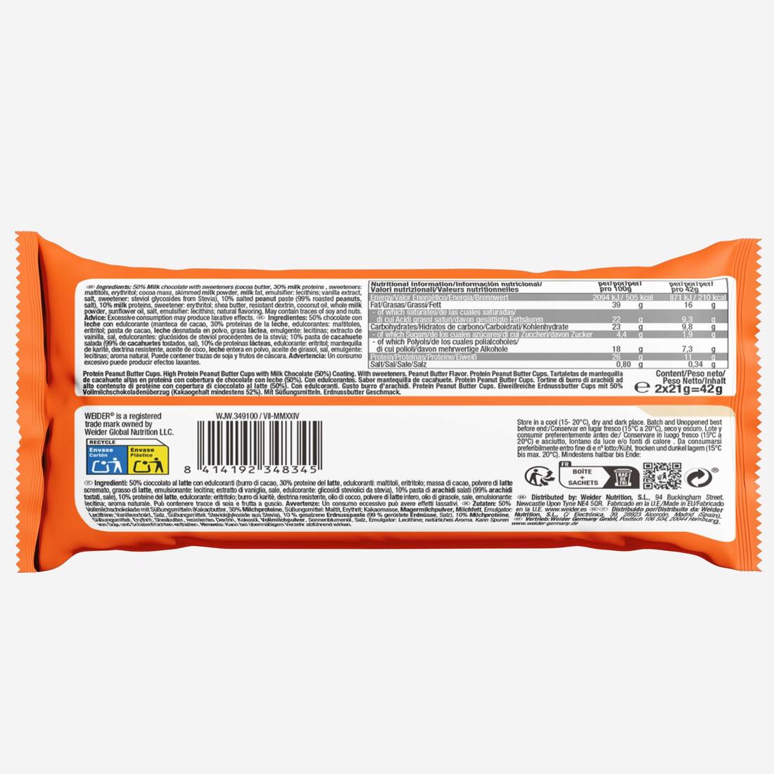 Coupelles beurre de cacahuètes chocolat au lait 2x21g