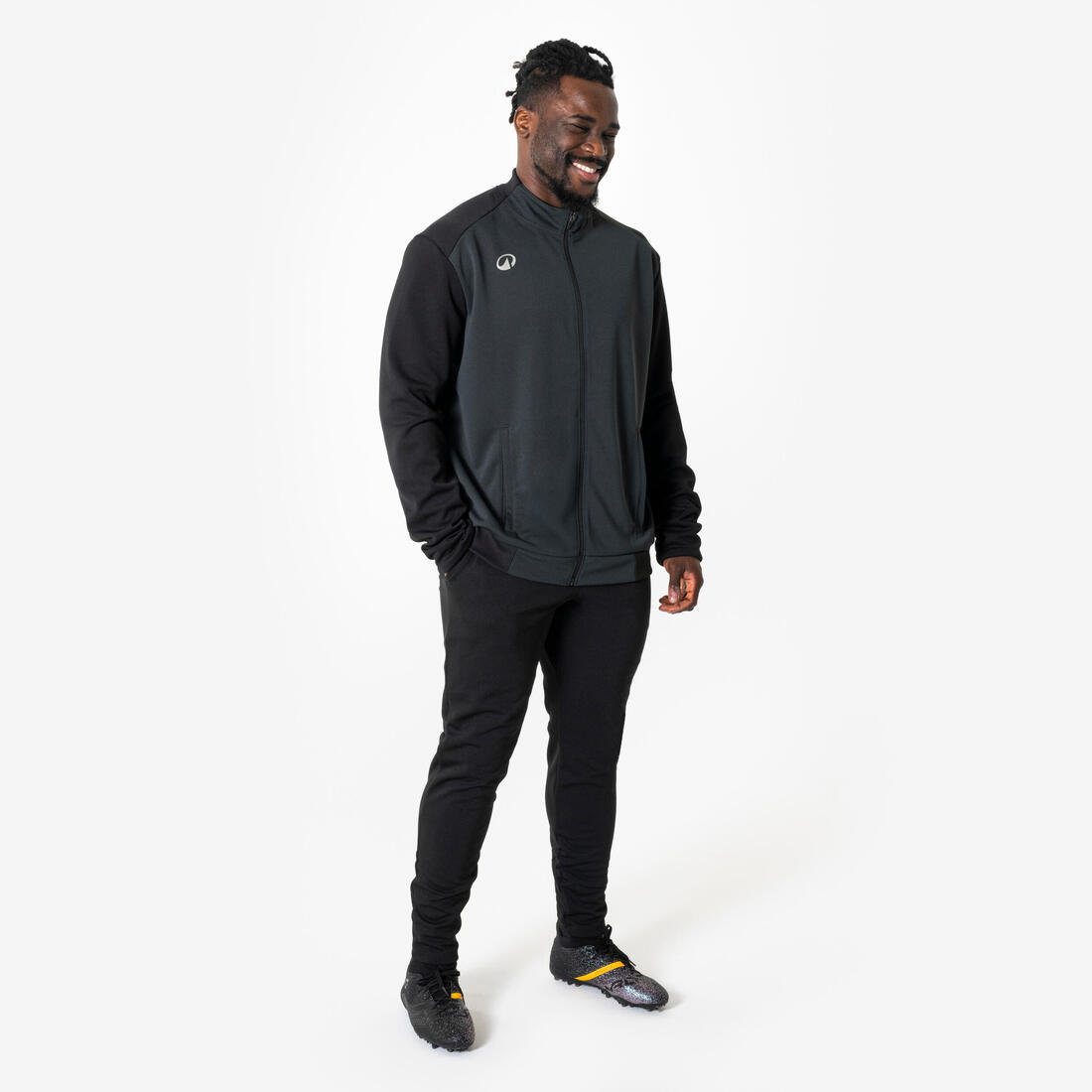 Veste de football d'entrainement ESSENTIELLE noire et grise