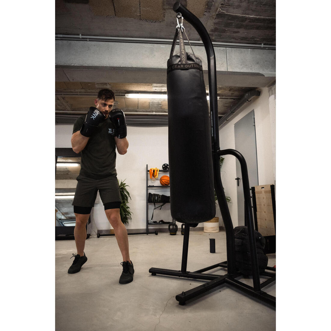 T-shirt de cross training respirant slim doux col rond homme