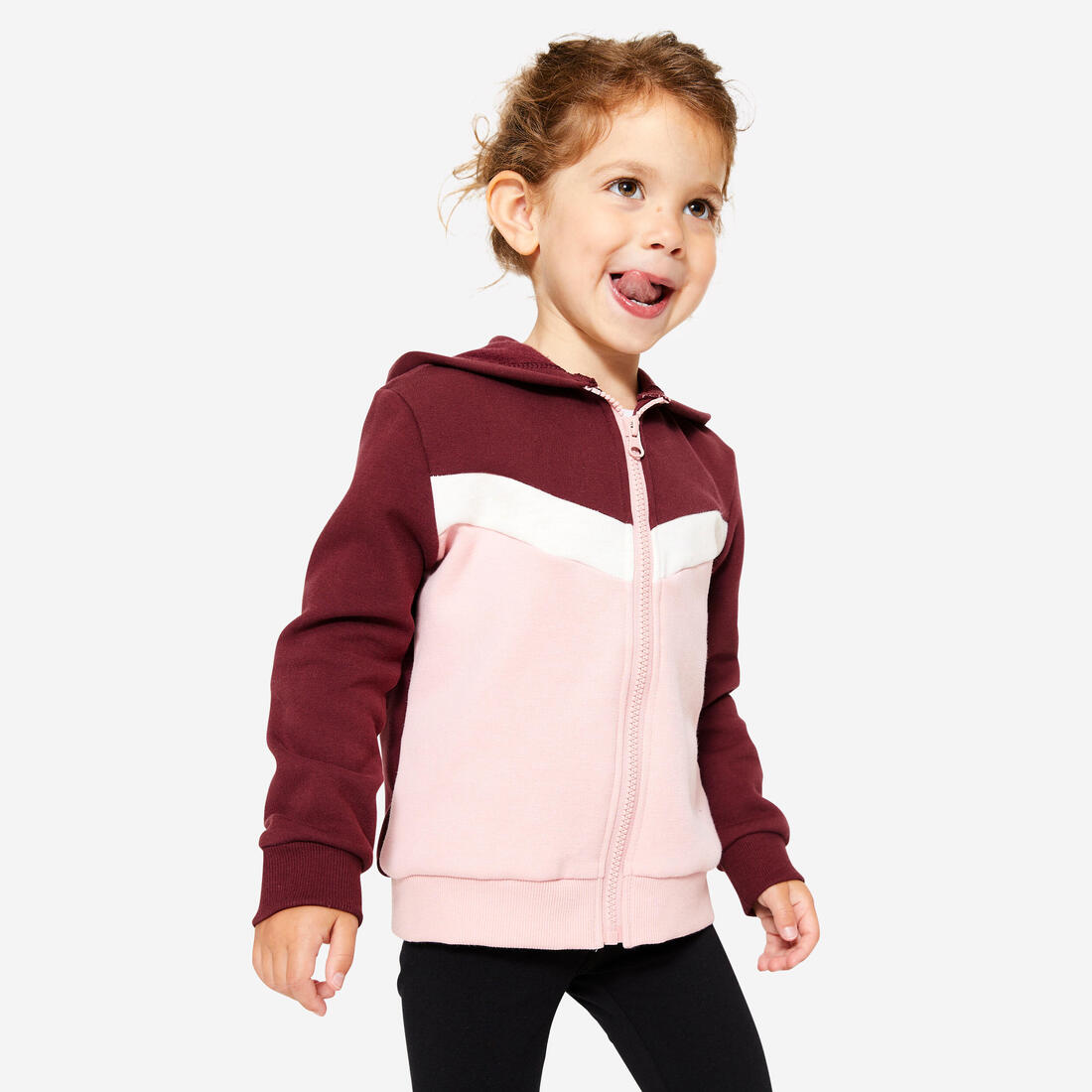 Sweat Zippé bébé Basique, bordeaux et