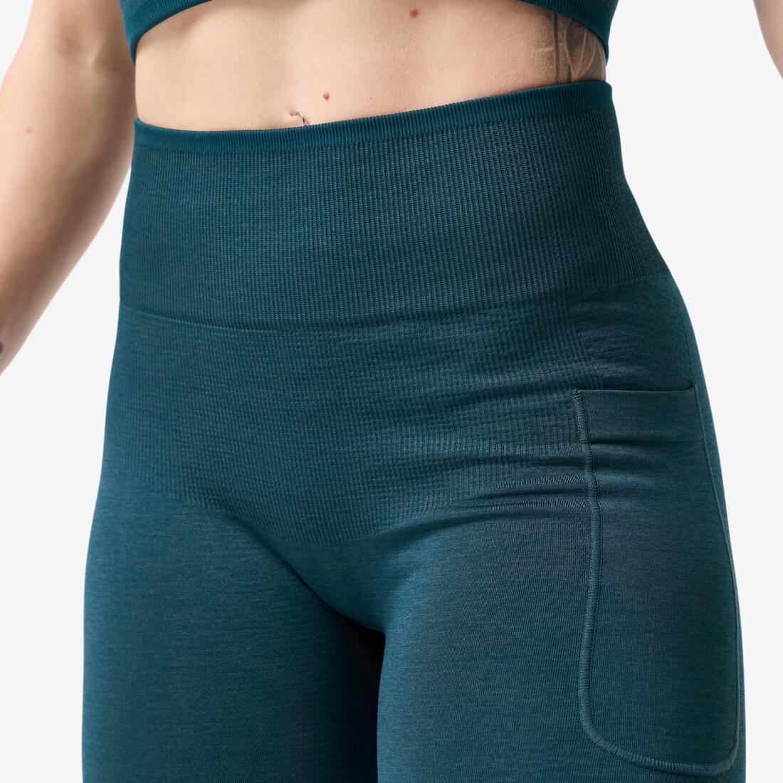Legging de musculation sans couture femme, gris et