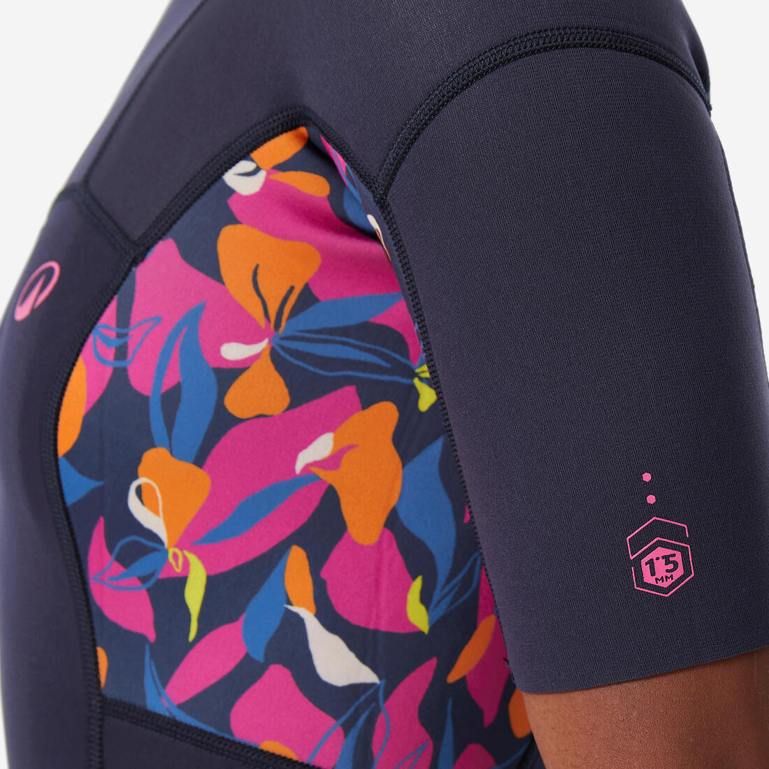 Shorty de surf femme 500 akaru zip dos manches courtes