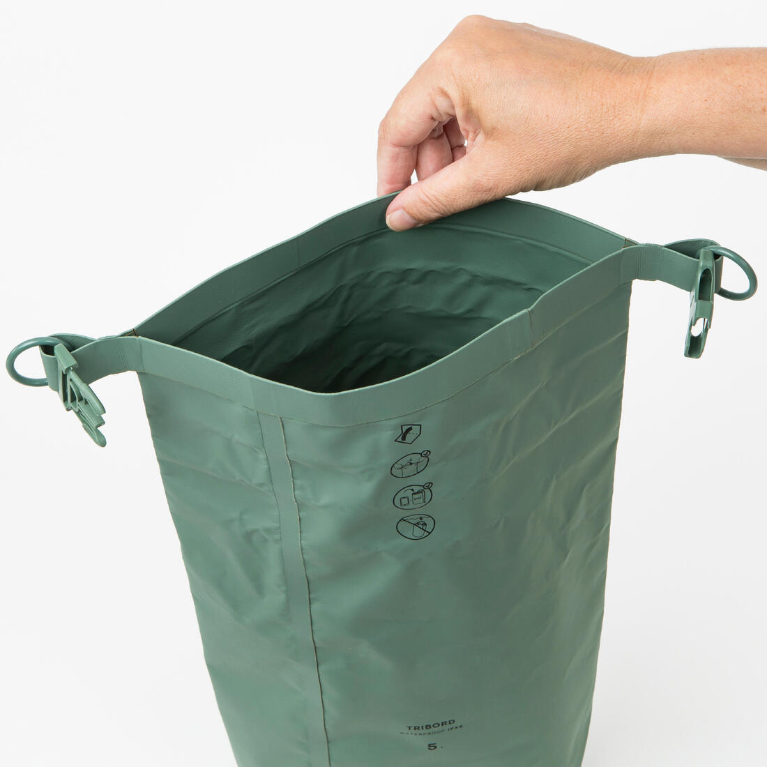 Sac tube étanche (IPX6) robuste avec fenêtre sport d'eau, 5L vert