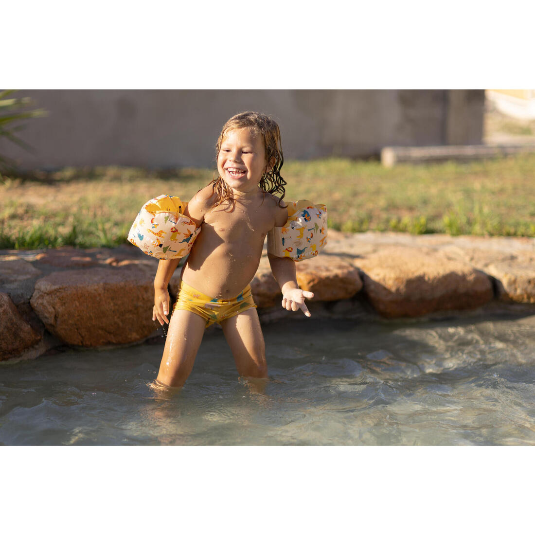 Boxer de bain bébé / enfant bleu imprimé crabes
