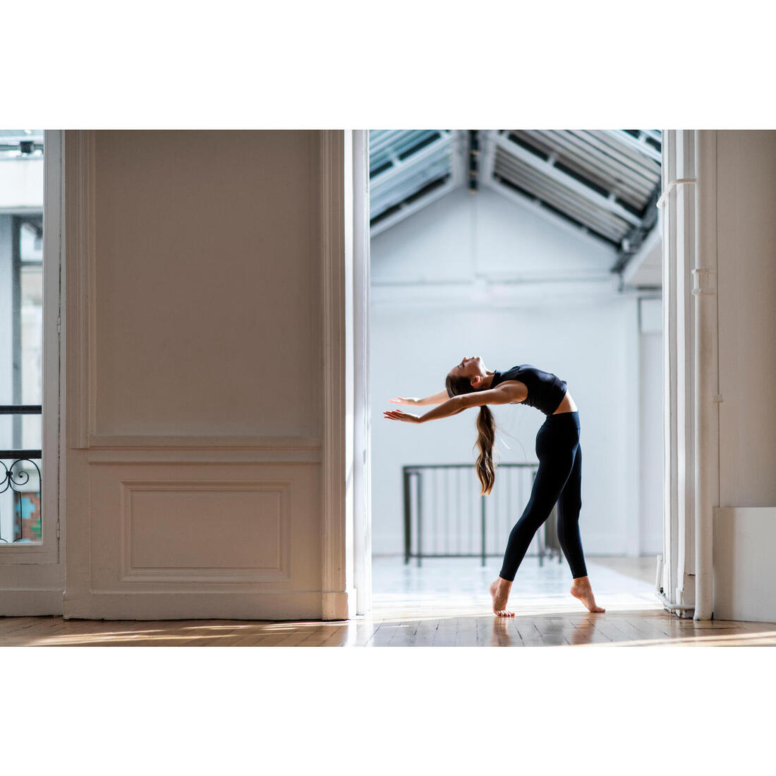 Legging danse modern jazz sans couture, taille haute Fille - noir