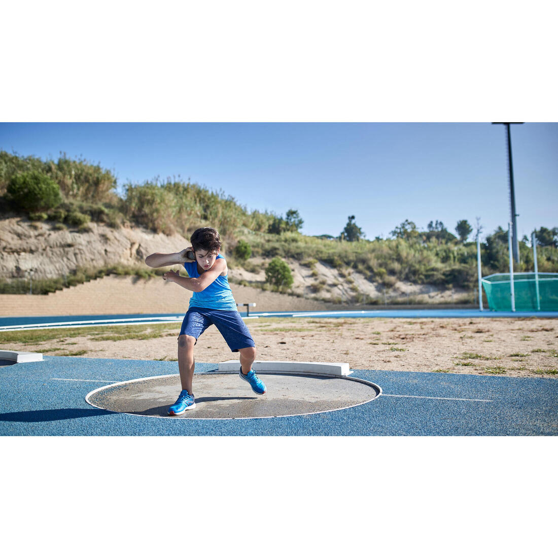 Débardeur running - athlétisme respirant garçon KIPRUN CARE bleu et rouge