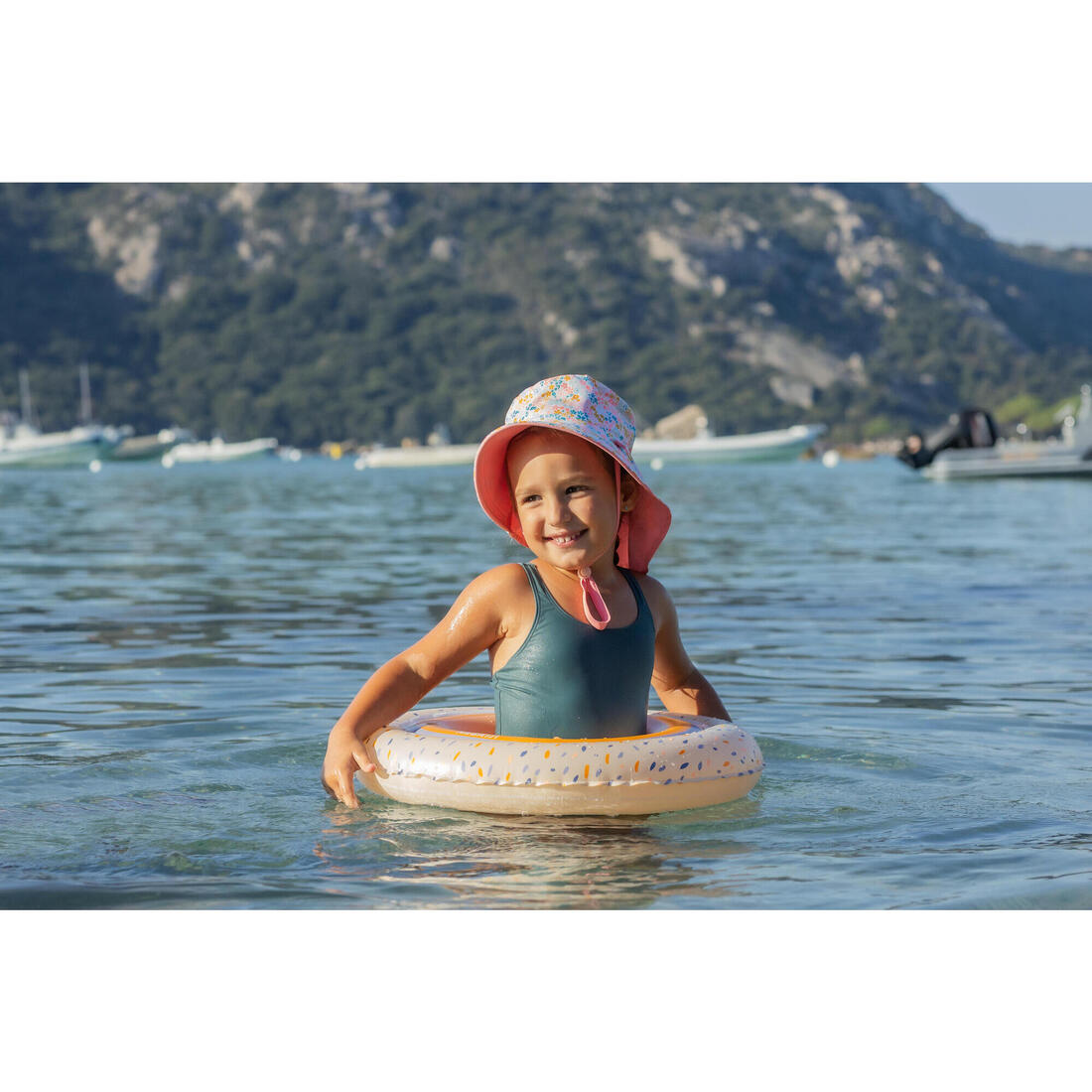 Bouée piscine gonflable 51 cm pour enfants 3-6 ans, transparente imprimé savane