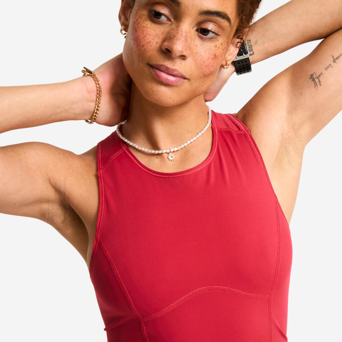 Débardeur de sport court galbant femme foncé