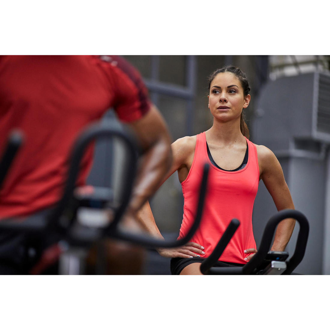 Débardeur dos nageur col rond noir Fitness Cardio MY TOP