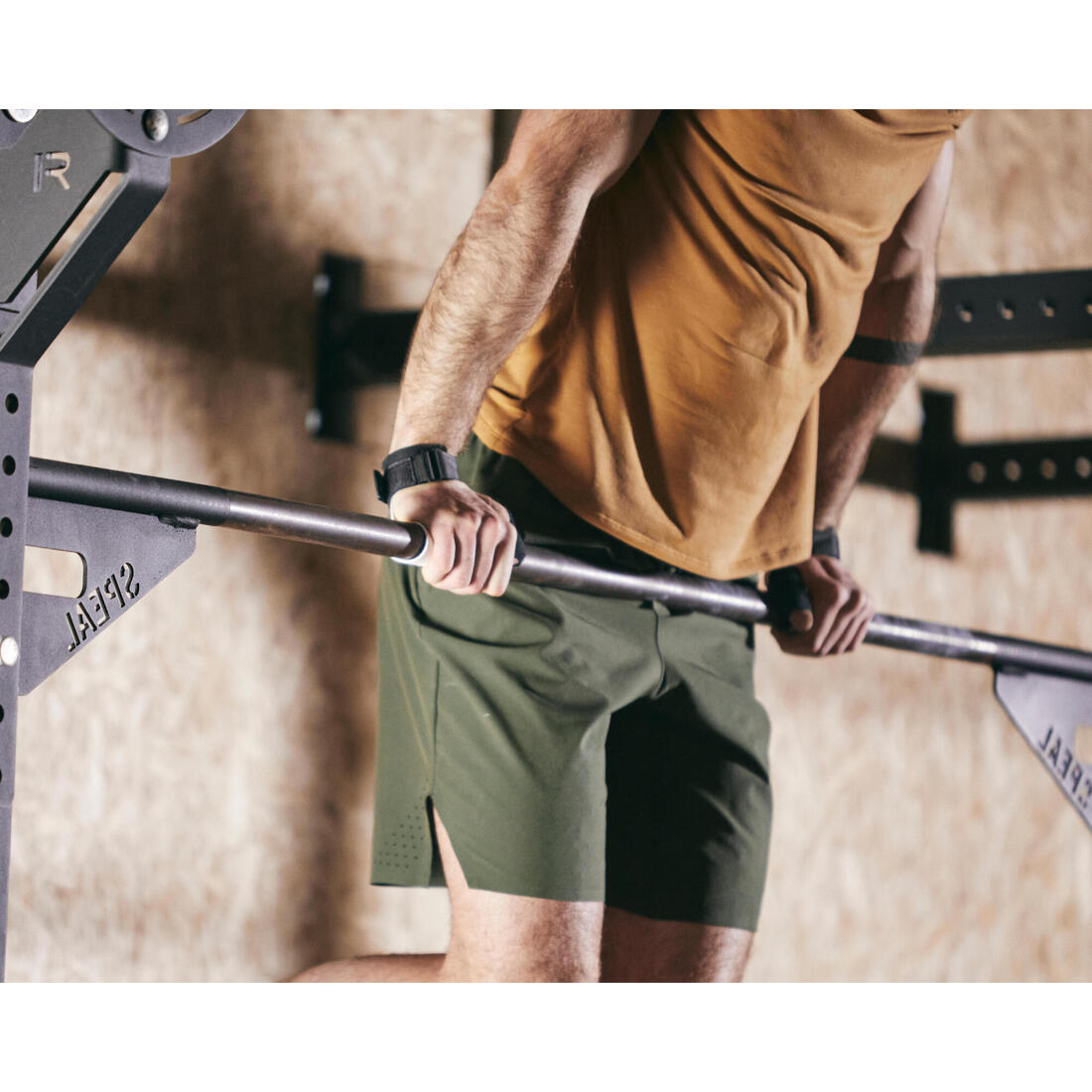 Short de cross training performance respirant poches zippés homme - kaki