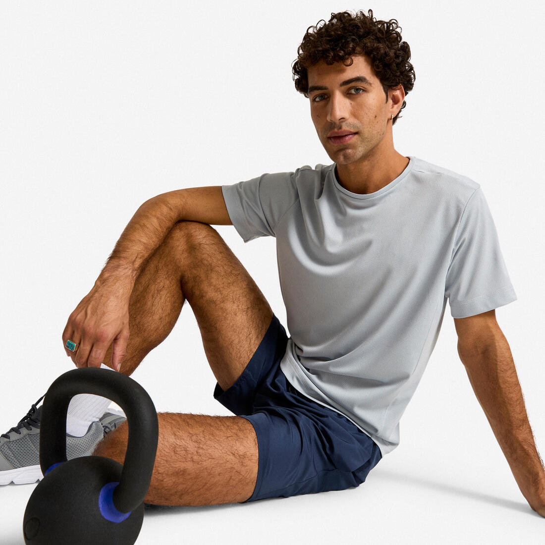 Tee-shirt fitness manches courtes, homme gris