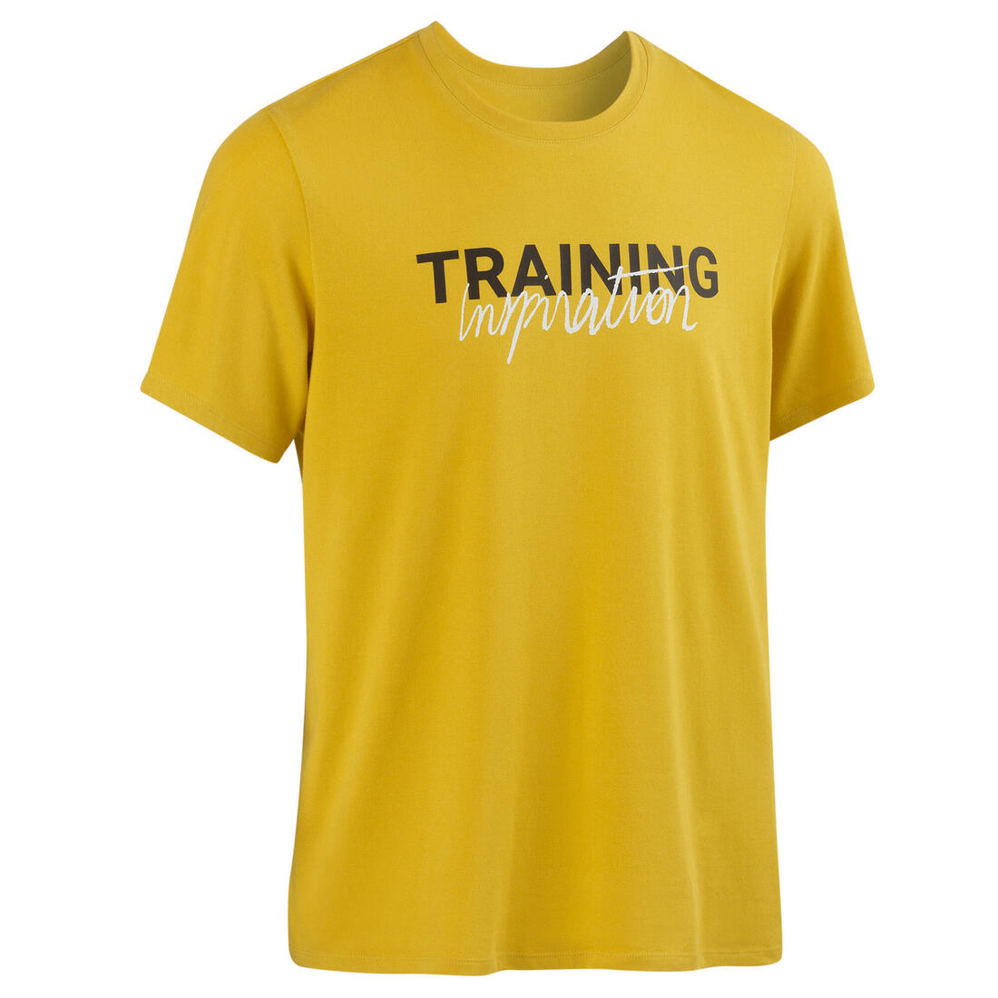 T-shirt fitness manches courtes slim coton col rond homme blanc a imprimé