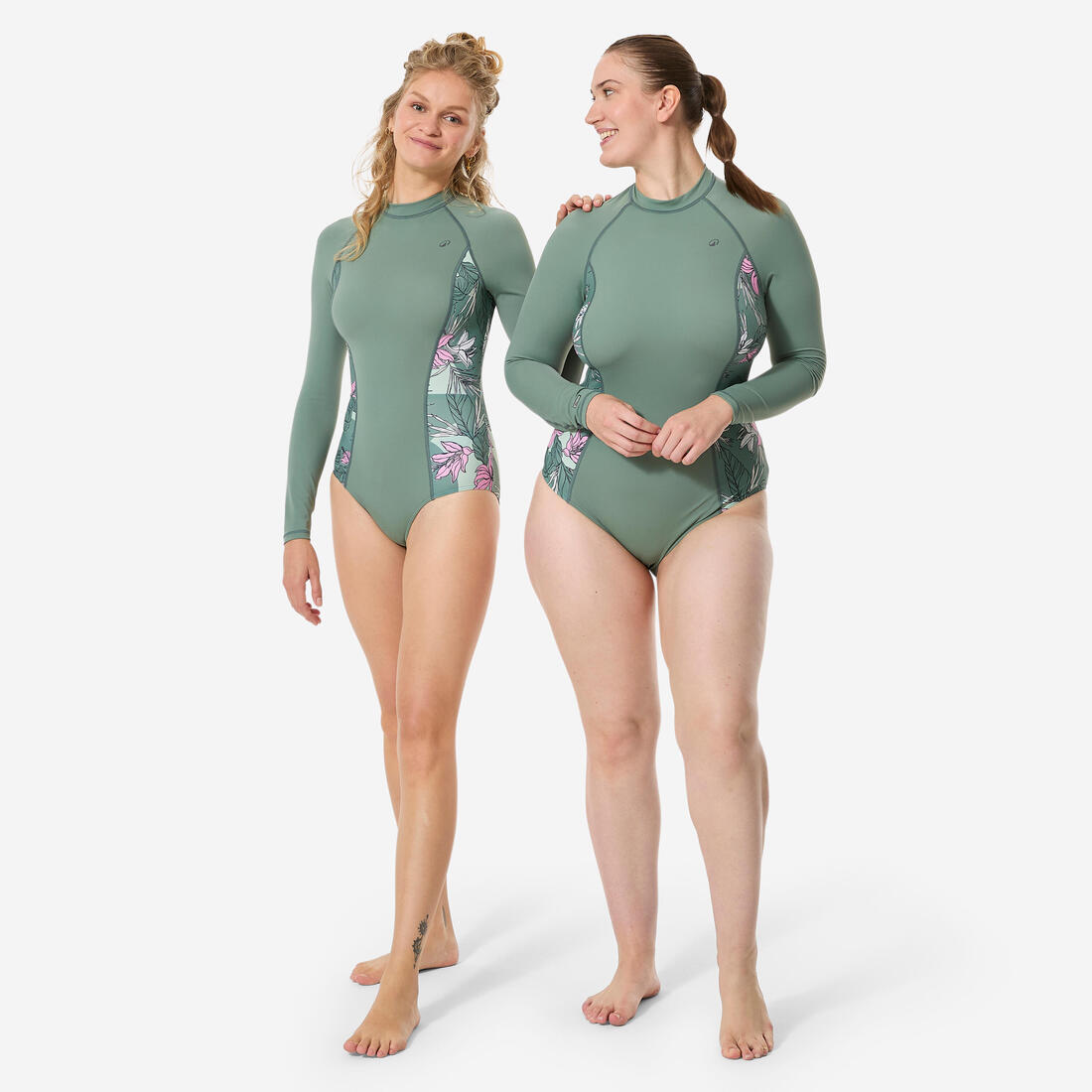 Maillot 1 pièce manches longues blur pink avec back zip