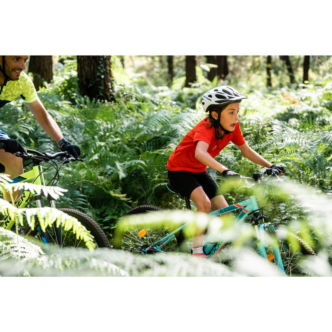 Maillot manches courtes vélo enfant 100 rouge