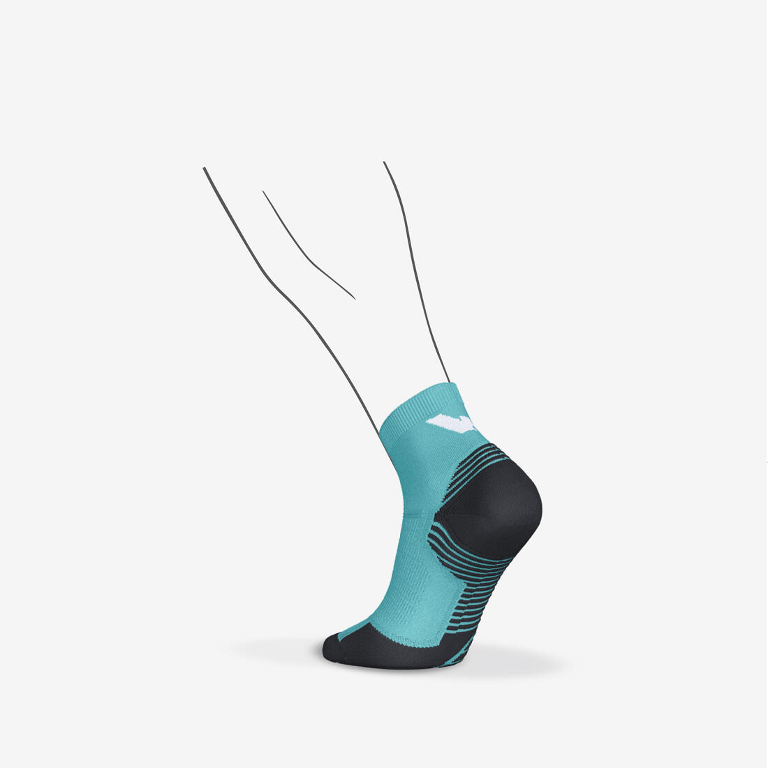 LOT de 2 PAIRES de CHAUSSETTES DE RUNNING RUN500 EPAISSES MID