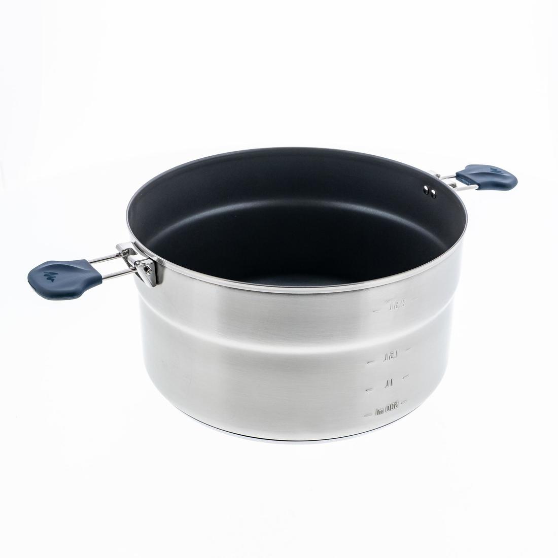 Popote 4 personnes de camping en acier inox + anti-adhésif