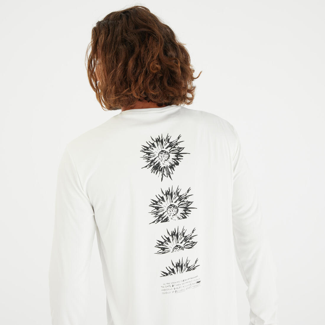 tee shirt de surf manches longues UPF50+ homme - flower blanc