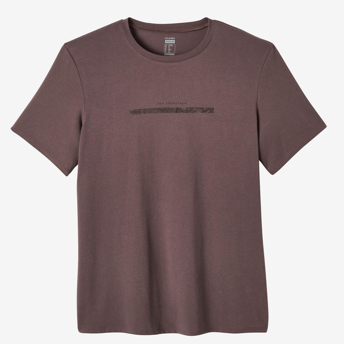 T-shirt fitness manches courtes slim coton col rond homme blanc a imprimé