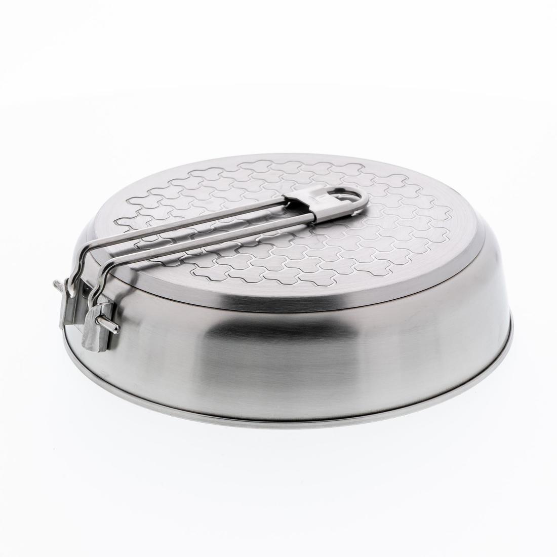 Popote 4 personnes de camping en acier inox + anti-adhésif